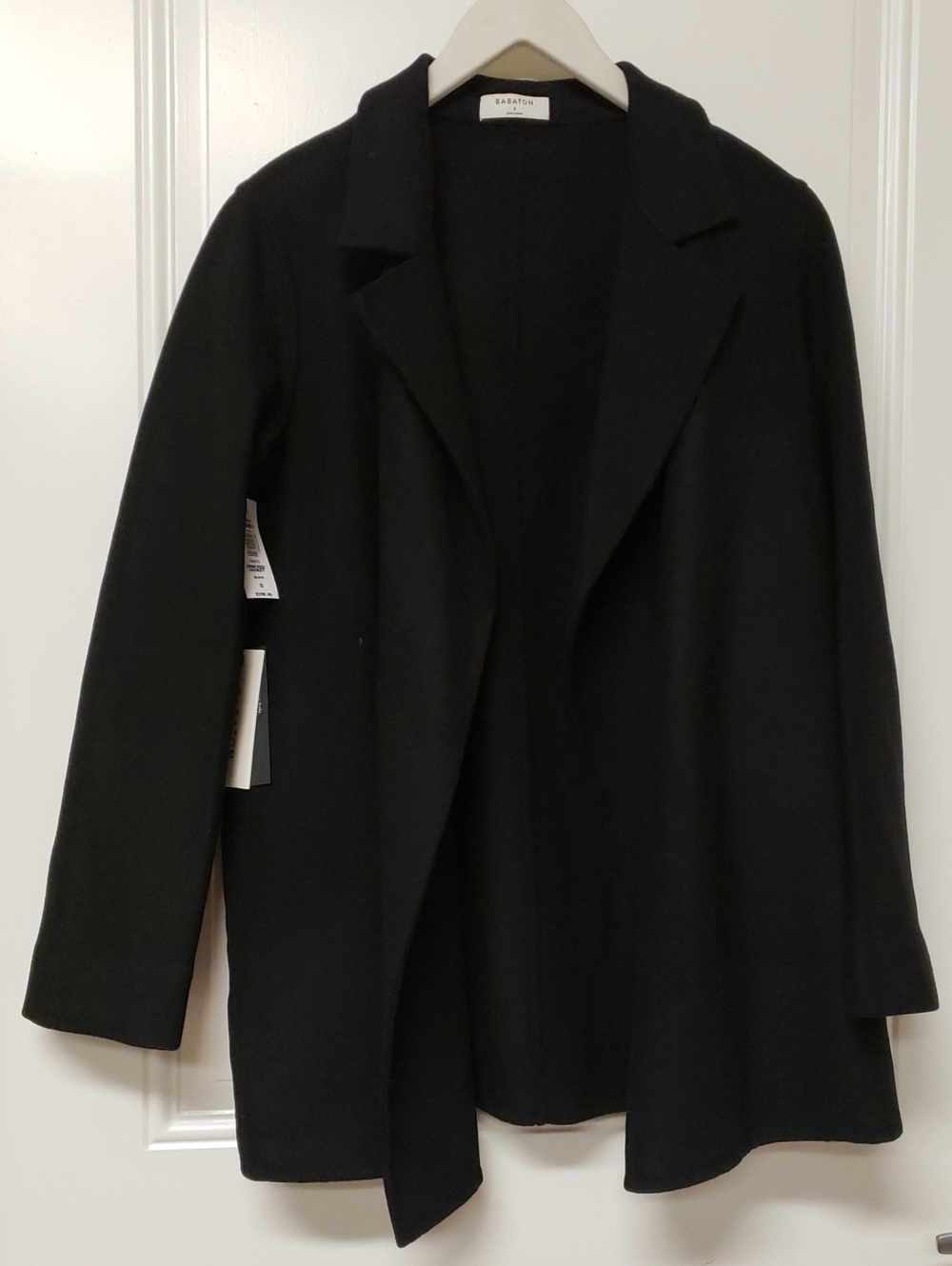 NWT Babaton Black Open-Front Winfred Coat Jacket